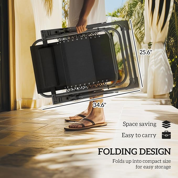 Outsunny Zero Gravity Chairs Set of 2, Reclining Folding Zero Gravity Lounge - Image 3
