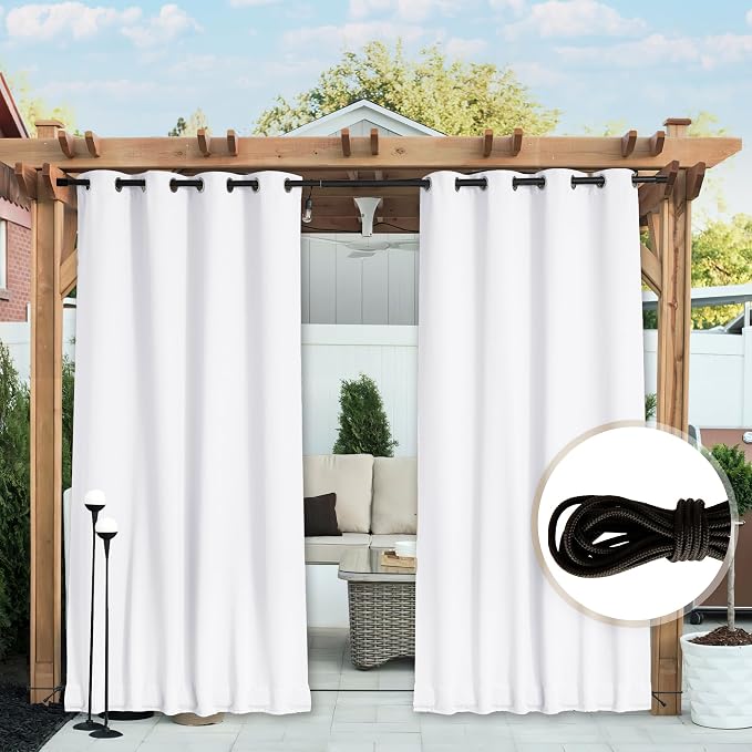 NICETOWN 2 Panels Weighted Blackout Outdoor Curtains - Image 4