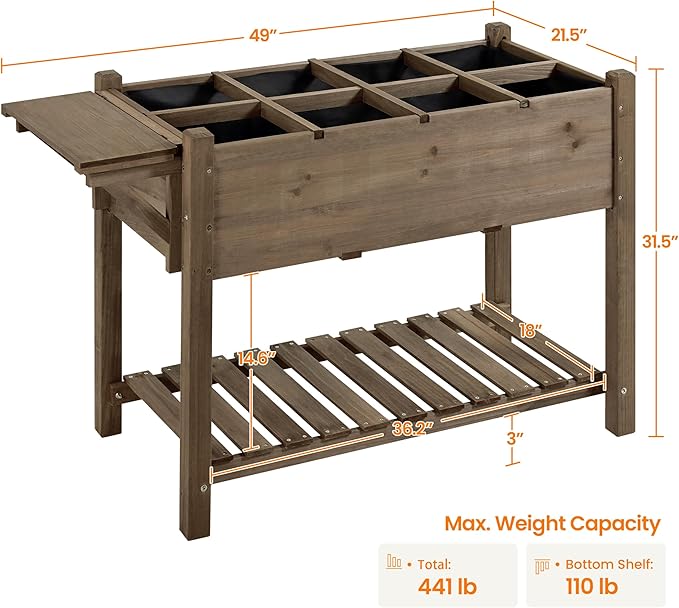 Yaheetech 49x22x32in 8 Pockets Horticulture Raised Garden Bed Elevated Wood - Image 3