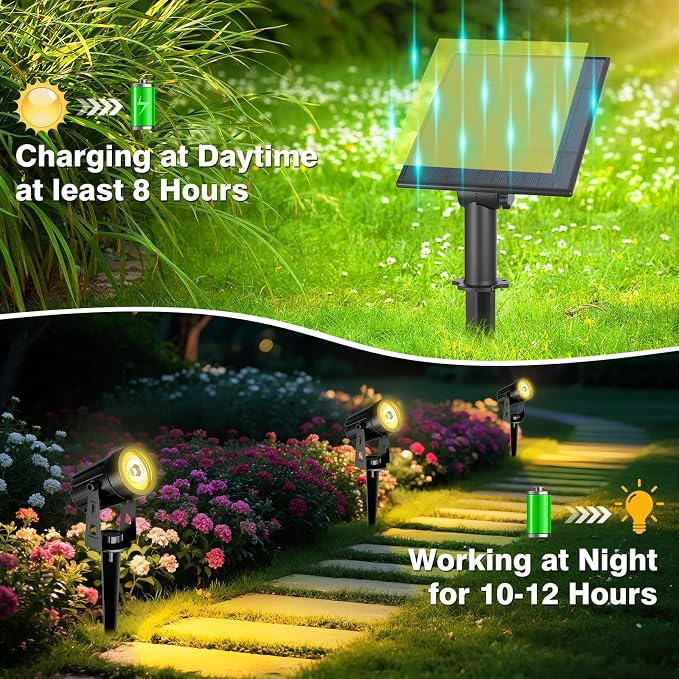 T-SUNUS Christmas Solar Landscape Spotlights Warm White, 2W Garden Spot Lights - Image 4