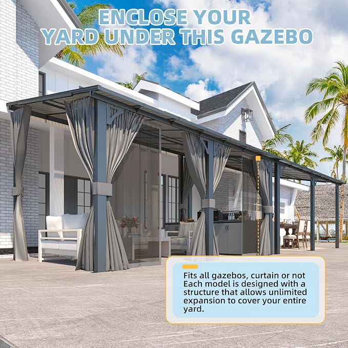 AECOJOY 14' x 8' Gazebo Outdoor Pergola, Hard Top Lean to 8x14 Gazebo - Image 6