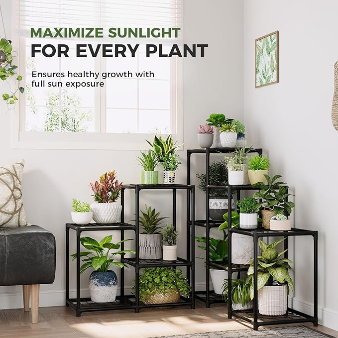 Bamworld Corner Plant Stand Indoor Metal Plant Shelf 5-Tier 11 Potted Flower - Image 3