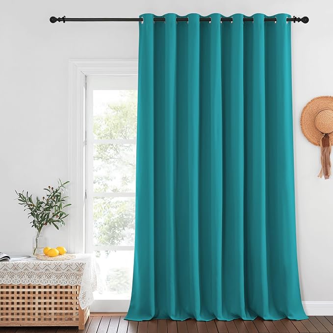 NICETOWN Extra Wide Blackout Peacock Teal Sliding Door Curtain - Image 2