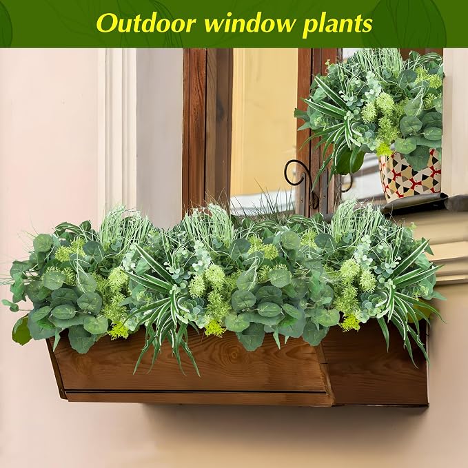 24Pcs Artificial Outdoor Plants UV Resistant Fake Plastic Greenery Boxwood - Image 4