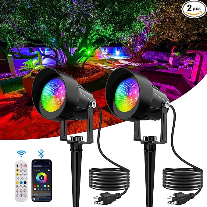 Spot Lights Outdoor, Smart RGBW LED Color Changing Landscape Lights by CREPOW