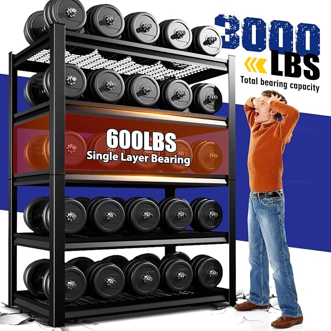 71"H Garage Shelving-3000LBS 5 Tier Storage Shelves, Adjustable Heavy Duty - Image 7