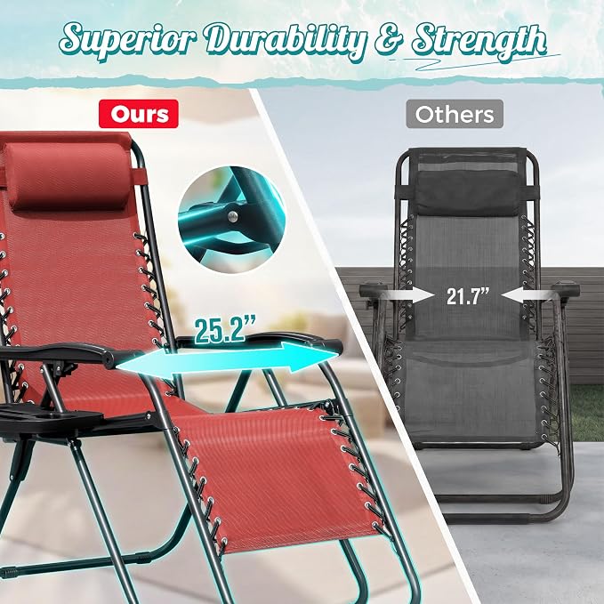 Homall Zero Gravity Patio Folding Lawn Reclining Lounge Chairs Outdoor Gravity - Image 4