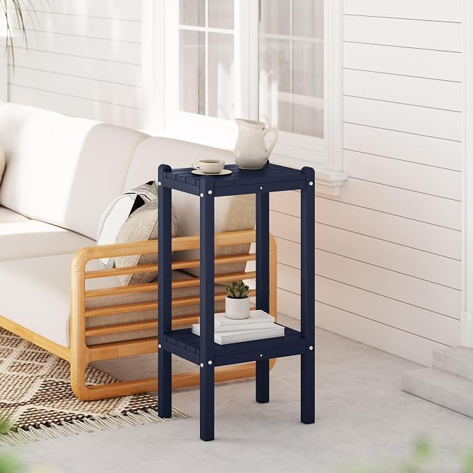 WestinTrends Malibu 36" Outdoor Adirondack HDPE 2-Tier Patio Side Table - Image 2