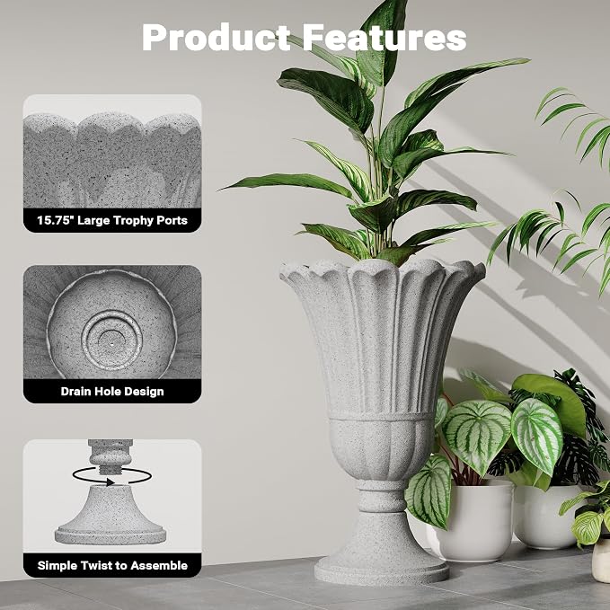 23" Tall Planters for Outdoor Plants Set of 2, Planter - Image 4