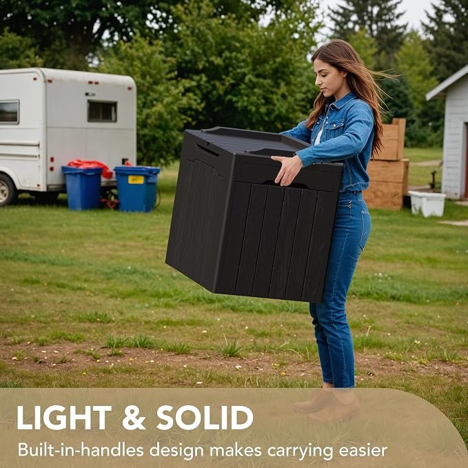 Devoko 30 Gallon Resin Deck Box Waterproof Outdoor Storage Box - Image 4