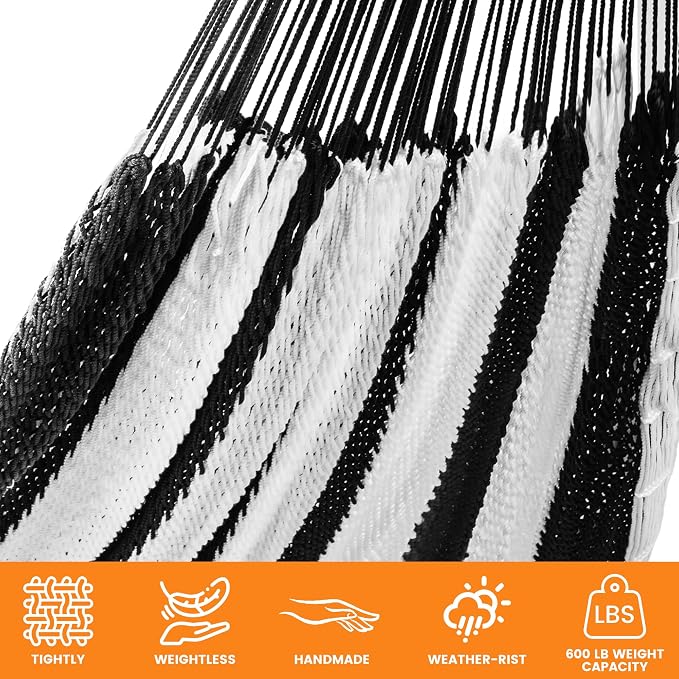Lazy Daze Hammocks Handwoven Mayan Hammock, 10.5 FT Soft Rope Double Hammocks - Image 4