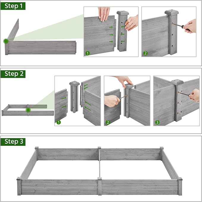 Yaheetech 8×4ft Wooden Horticulture Raised Garden Bed Divisible Elevated - Image 6