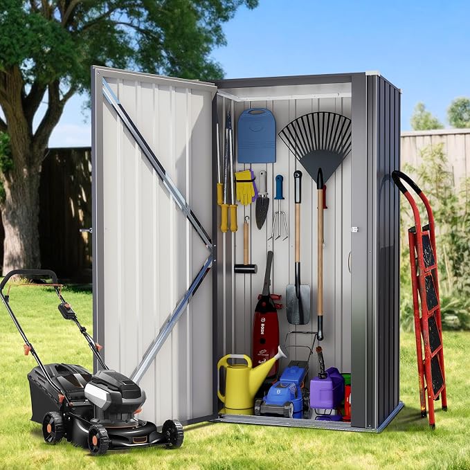 Greesum Outdoor Metal Storage Cabinet, Vertical Tool Organizer Without Shelves - Image 6
