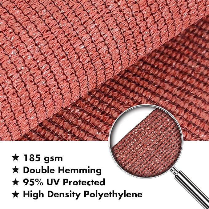 KANAGAWA 7'X8' Rust Red Custom Size Sun Shade Sail Rectangle UV Block Canopy - Image 4