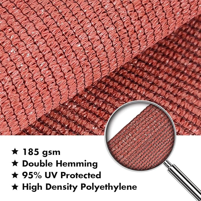 KANAGAWA 9'X11' Rust Red Custom Size Sun Shade Sail Rectangle UV Block Canopy - Image 4