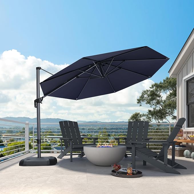 PURPLE LEAF 11 Feet Patio Umbrella Outdoor Cantilever Round Umbrella Aluminum by PURPLELEAF