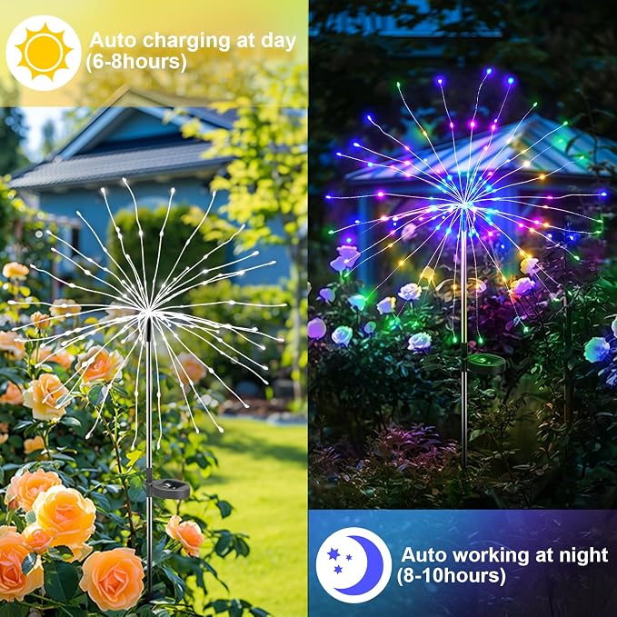 Solar Garden Lights Outdoor Decor: Fireworks Light Waterproof - Image 3