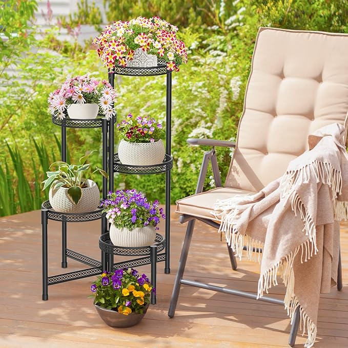 iDavosic.ly Plant Stand Indoor Outdoor, 5 Tier Corner Metal Flower Display - Image 3