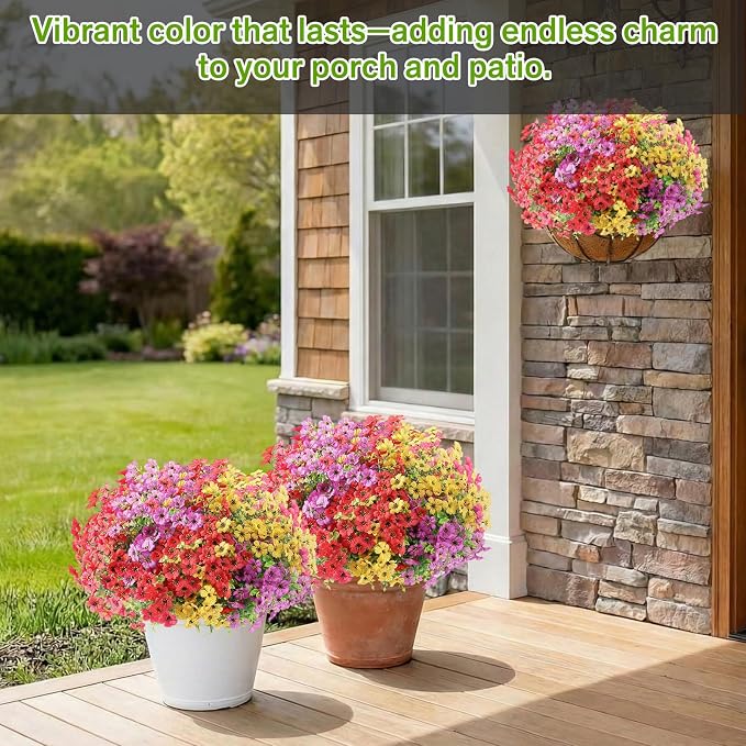 Artificial Flowers for Outdoor, Silk Flowers No Fade Fake Plastic Flowers Faux - Image 4