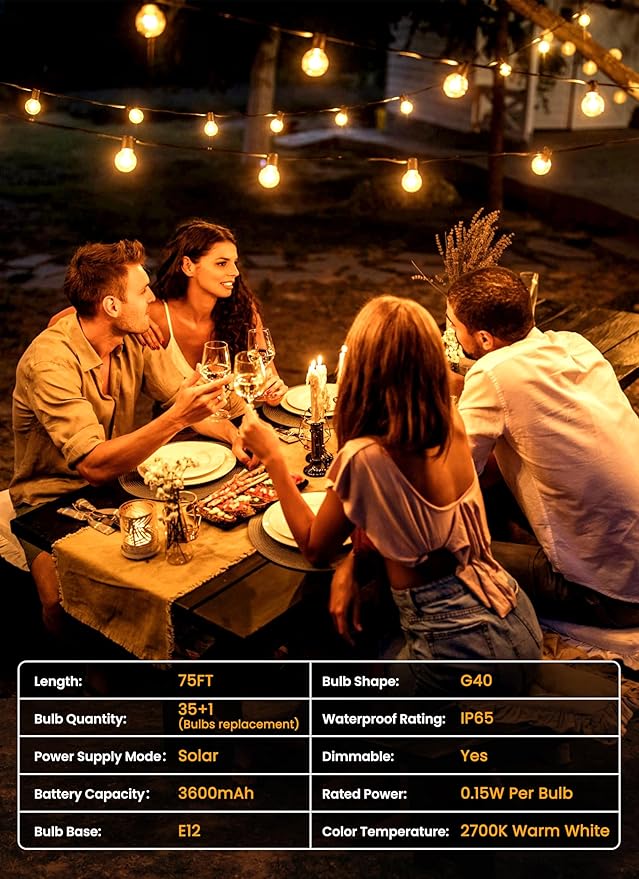 Brightown 75FT Solar String Lights Outdoor - Image 6