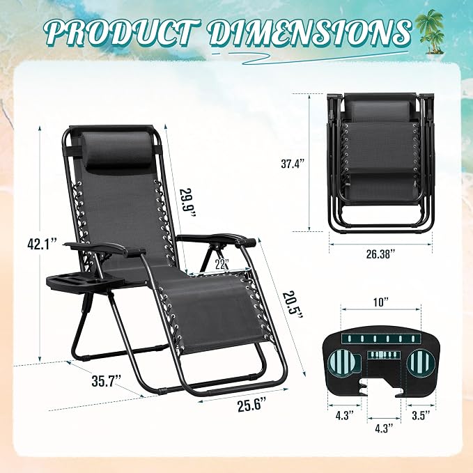 Homall Zero Gravity Chair Patio Folding Lawn Lounge Chairs Outdoor Lounge - Image 3