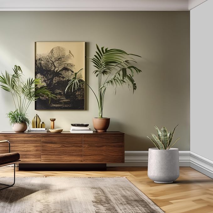 Kante 15.3" Dia Round Concrete Planter, Outdoor Indoor Large Plant Pots - Image 6