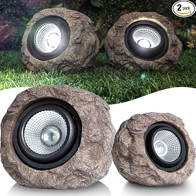 Solar Rock Lights Outdoor Garden Waterproof by Candieslife