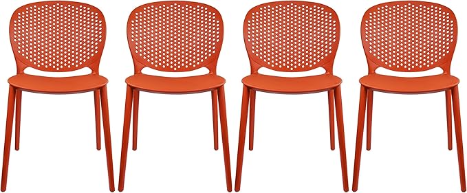 2xhome Set of 4 Patio Dining Chairs | Modern Stackable Outdoor Pool Side Chair by 2xhome