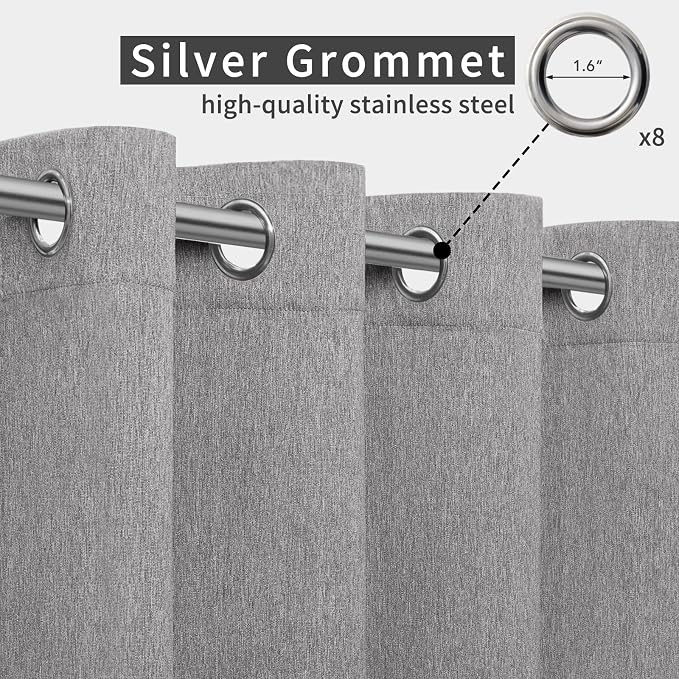 Easy-Going Linen Look Outdoor Curtains Waterproof Windproof Porch Curtains - Image 3