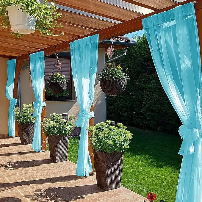 SpaceDresser Waterproof Outdoor Sheer Curtains - Image 4