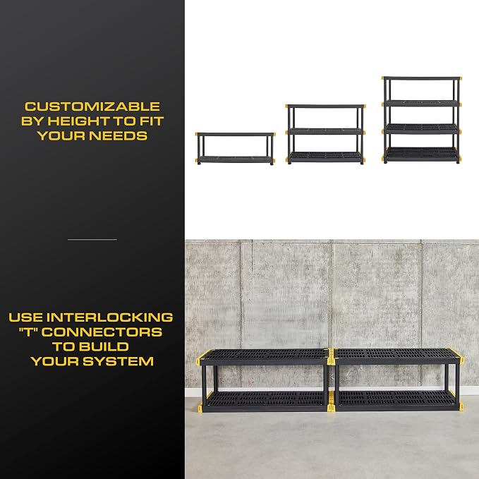 CX Black & Yellow, 4-Tier Heavy Duty Plastic Storage Shelves that Support up to - Image 7