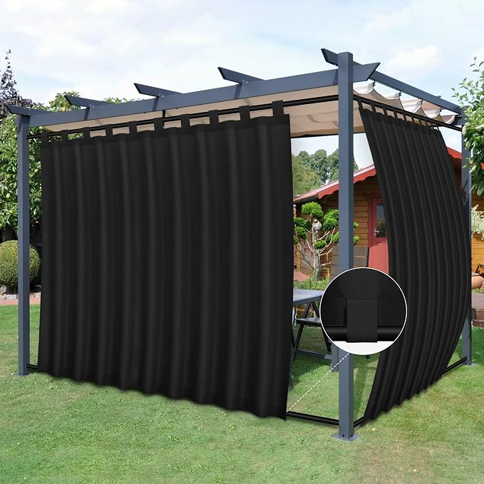 Easy-Going Outdoor Patio Curtains Detachable Tab Top Windproof Weatherproof by Easy-Going