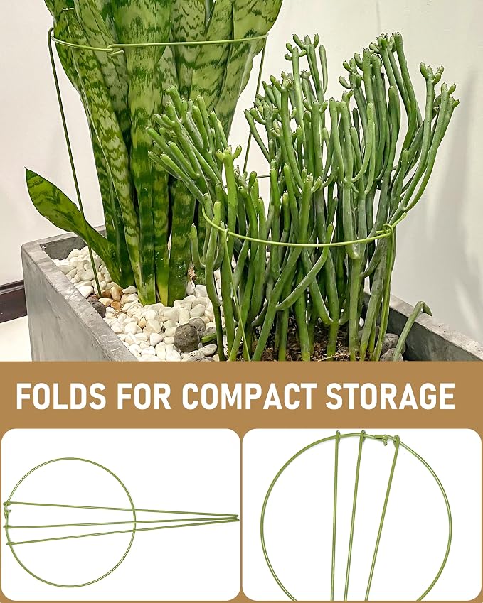 3-Pack Heavy Duty Plant Support Stakes, Metal Plant Ring Cages - Image 3