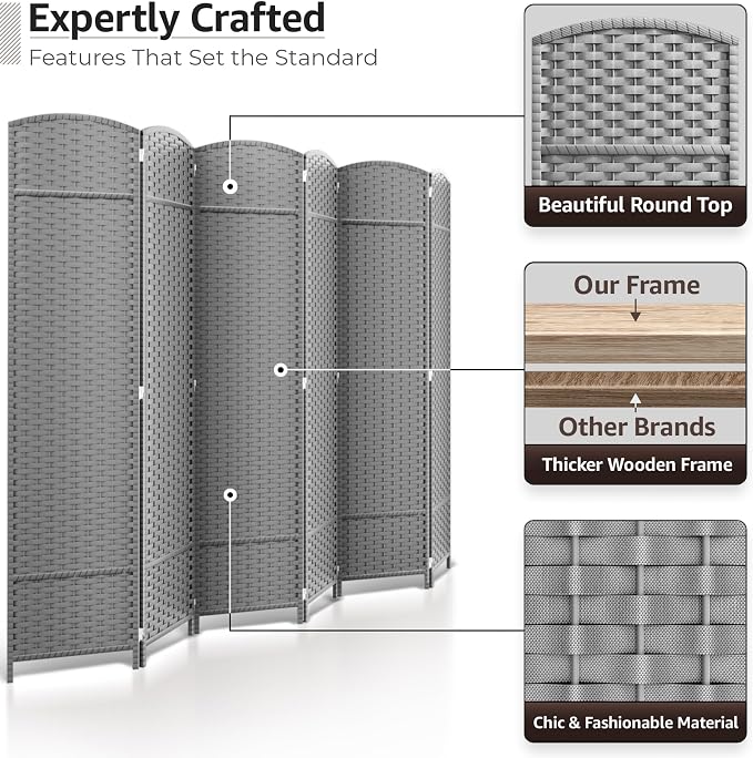 Sorbus 6 Panel Room Divider 6 ft. Tall - Image 3