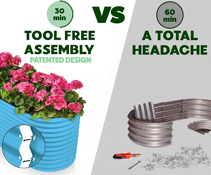 9-in-1 Galvanized Raised Garden Beds Outdoor // 8×2×2.5 ft Modular Planter - Image 6