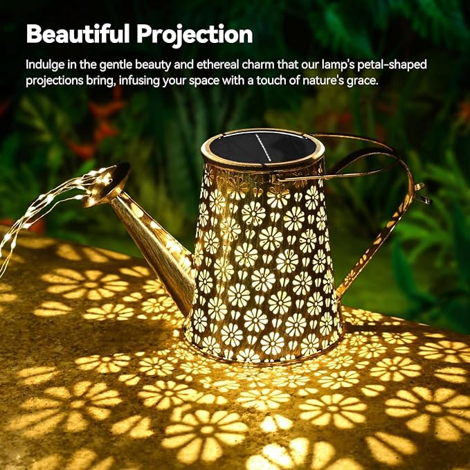 2 Pack Solar Watering Can with Lights, Solar Outdoor Garden Decor Waterproof - Image 4