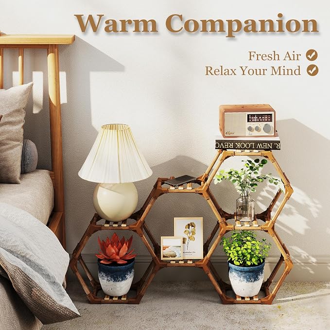 Tikea Plant Stand Indoor Outdoor Hexagonal Corner Plant Stand - Image 4