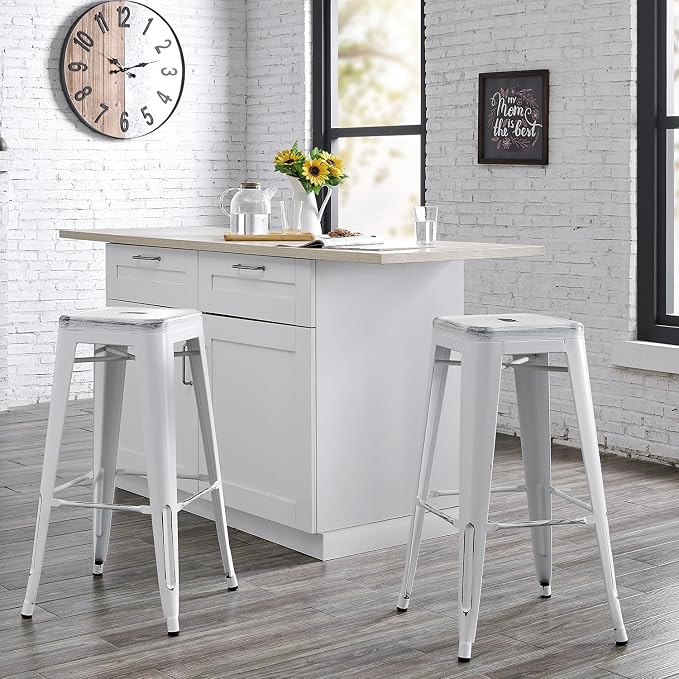 AC Pacific 30” Metal Backless Barstool Set of 2 – Country Rustic Style - Image 2