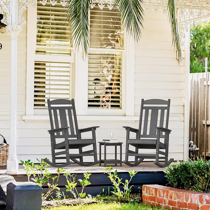 LUE BONA Outdoor Rocking Chairs Set of 2, Weather Resistant HDPS Poly Rocker - Image 5