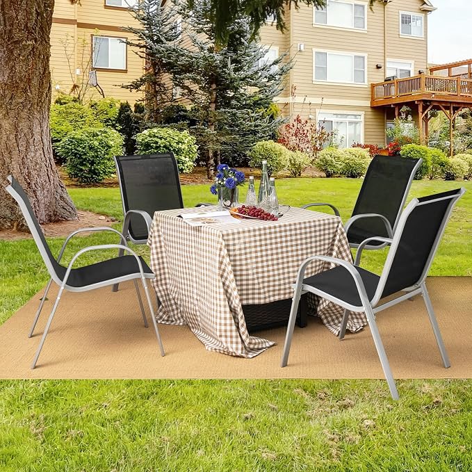 Giantex Set of 4 Patio Chairs, Stackable Outdoor Dining Chairs, 330 LBS Capacity - Image 2