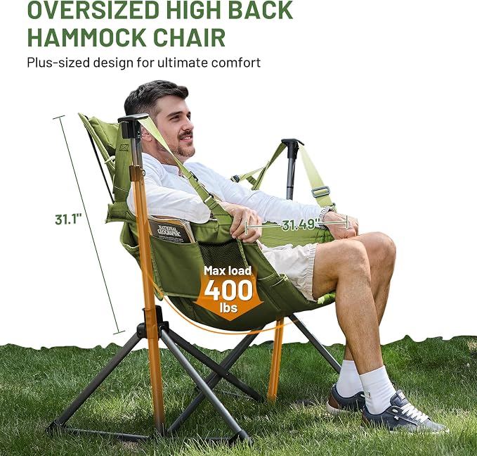 TIMBER RIDGE Hammock Camping Chair, Oversized Swinging Hammock Chair - Image 3