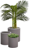 Keter Cylinder Set of 3 Rattan Resin Planter by Keter
