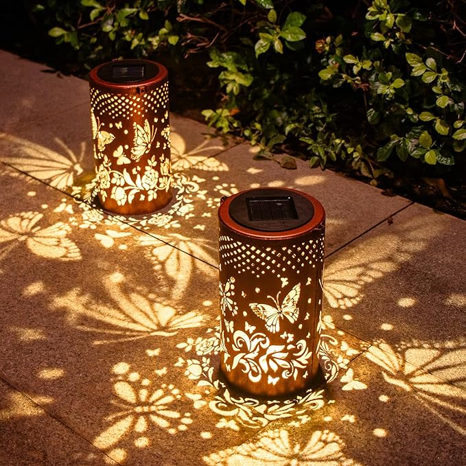 Butterfly Solar Lanterns Outdoor Hanging, Hollowed-Out Metal Waterproof LED - Image 7