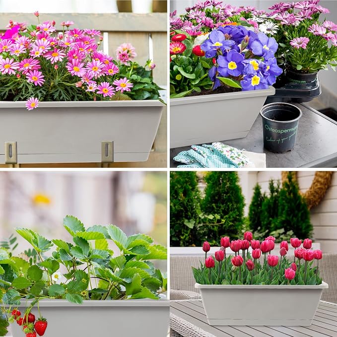 8pcs Window Box Planter, 17 Inches Flower Window Boxes, Rectangle Planters Box - Image 5