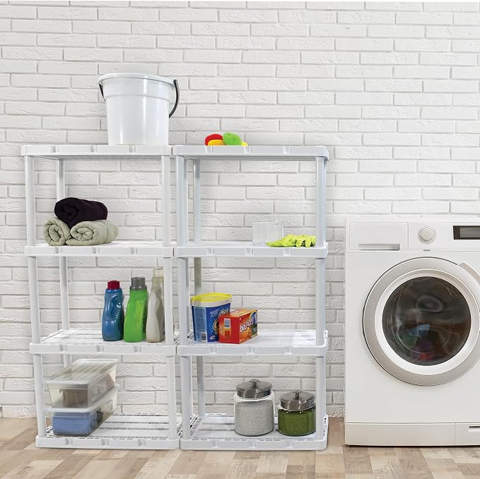 Gracious Living 2 Pack Light Duty Storage Shelves, Knect-A-Shelf 4-Shelf - Image 5