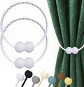 Hion Magnetic Curtain Tiebacks White 2pcs, Curtain Tiebacks Buckles Holdbacks by Hion