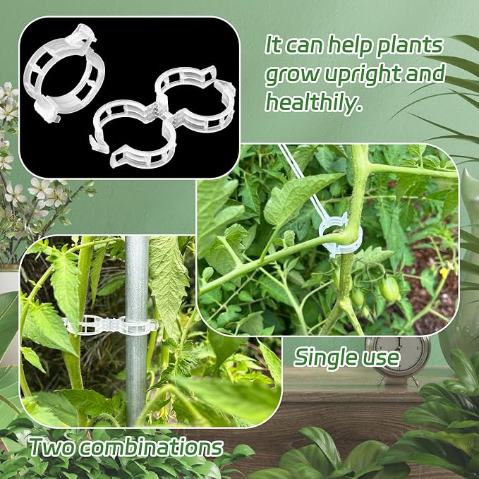 OJYUDD 400 Pcs White Plant Support Garden Clips, Plastic Tomato Vine Clips - Image 5