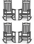 Oversized Outdoor Rocking Chairs Set of 4, High Back Porch Rocker Chair by Suunyn