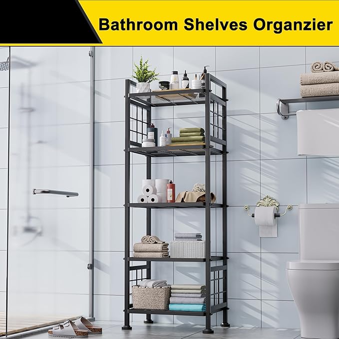 GIOTORENT 5-Wire Standing Book Shelf & Bookcase, Metal Storage Shelving Unit - Image 4