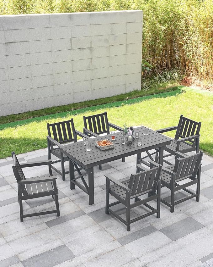 HDPE Outdoor Dining Table, 66.9” Rectangle Patio Dining Table - Image 2